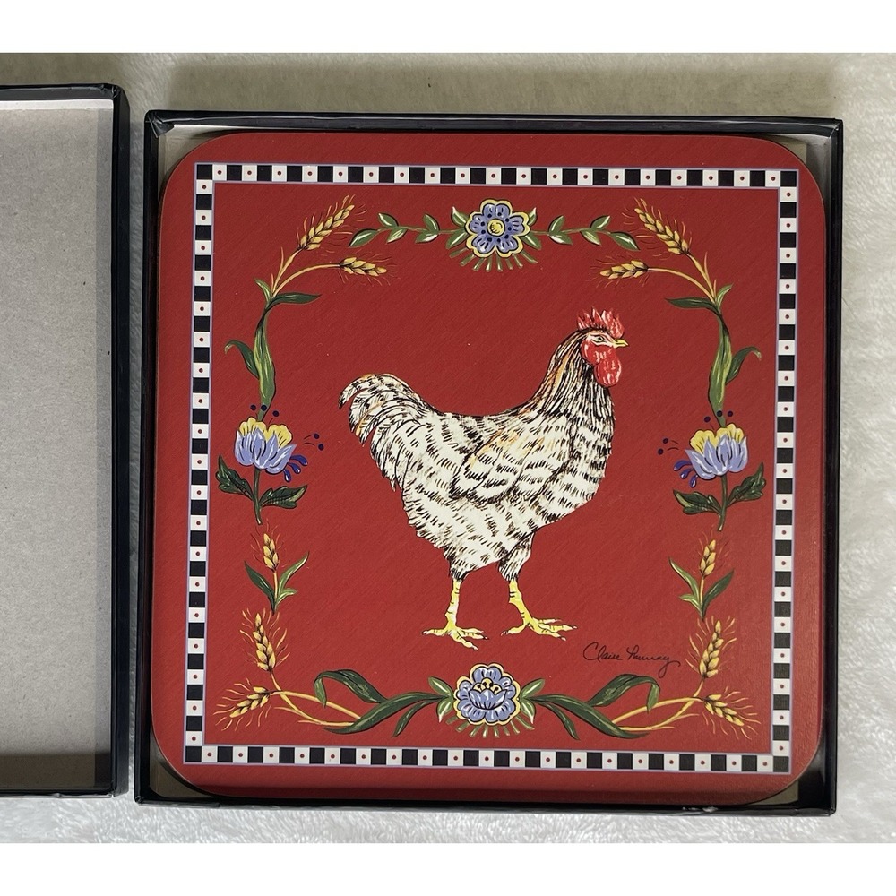 Claire Murray Chanticleer Collection Cork Rooster Trivet 7" Chicken Red NIB